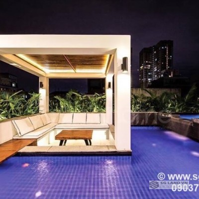 Biệt thự đẹp trần ốp gỗ Thảo Điền