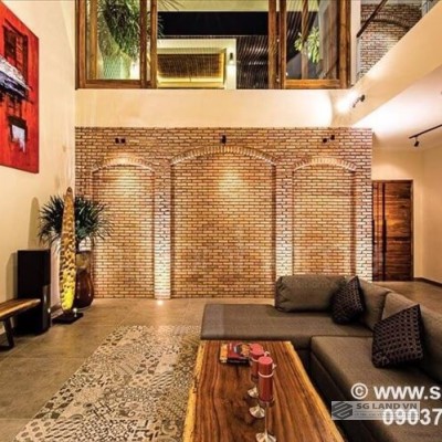 Biệt thự đẹp trần ốp gỗ Thảo Điền