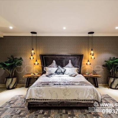 Biệt thự đẹp trần ốp gỗ Thảo Điền