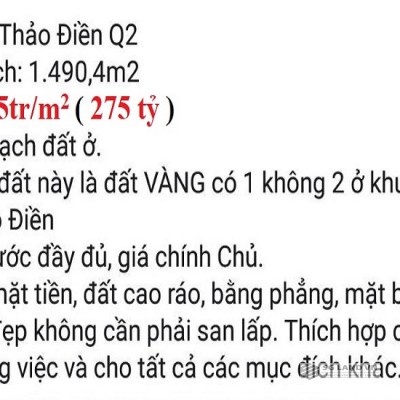 Bán đất Thảo Điền lô góc 2 mặt tiền đường Võ Trường Toản