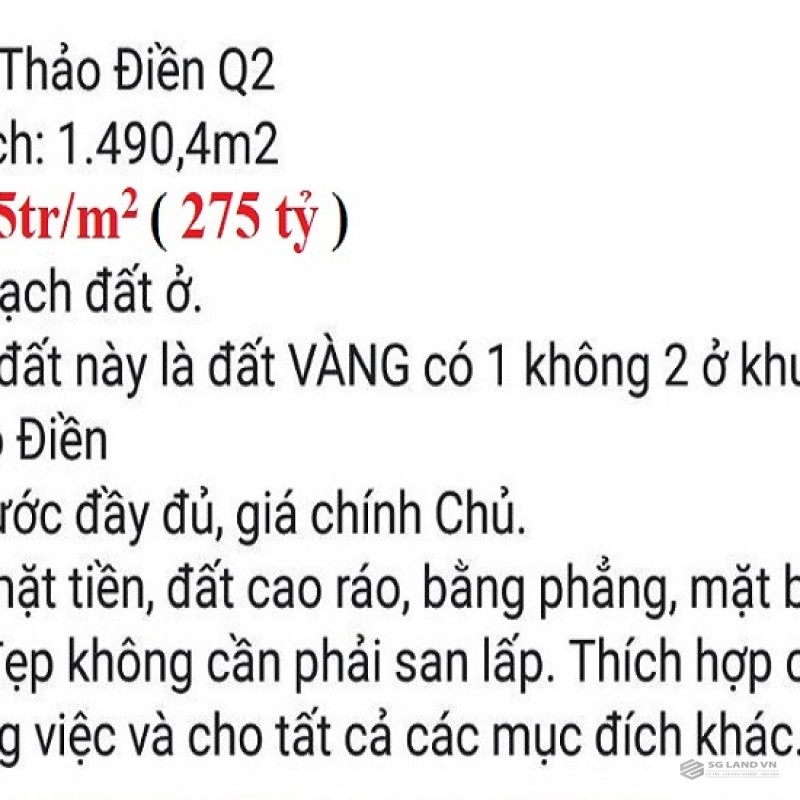 Bán đất Thảo Điền lô góc 2 mặt tiền đường Võ Trường Toản